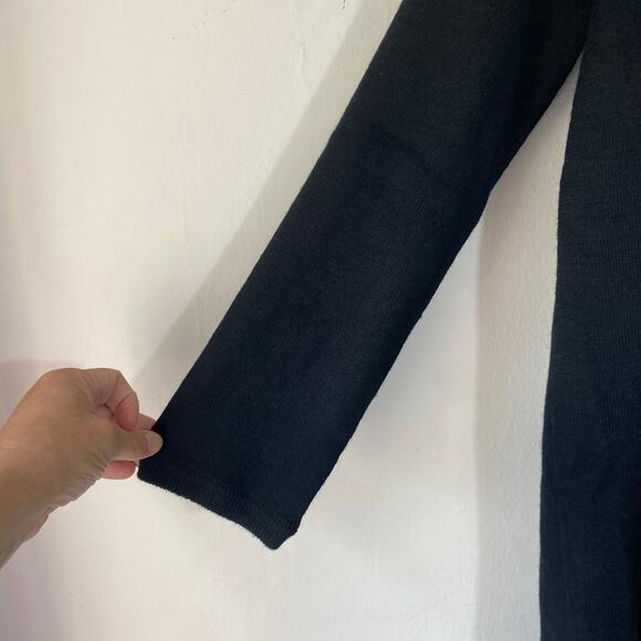 Dialogue Black Open Front Cardigan‎ XS Merino Blend Lightweight Layering Career - Picture 5 of 7